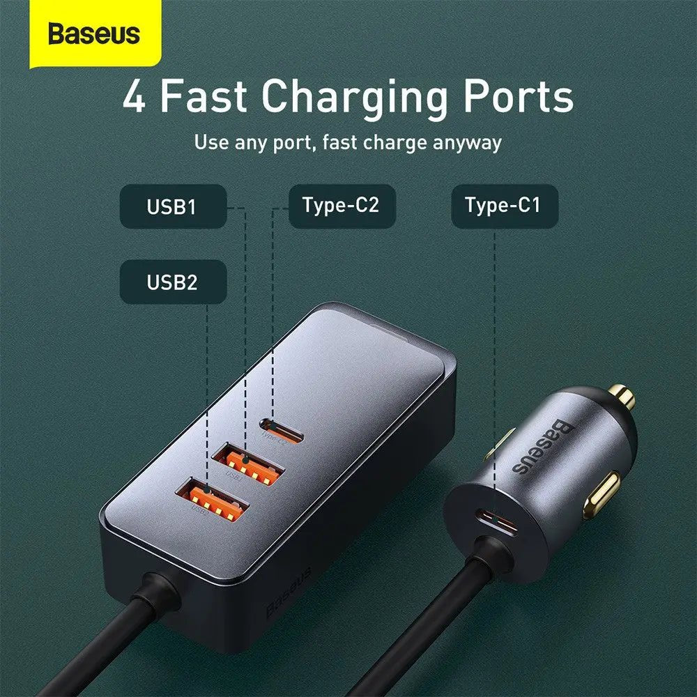 4 - Port USB Car Charger | Baseus 120W Fast Charger - MJ Gadgets