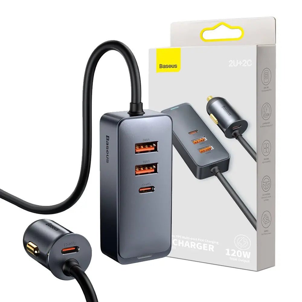 4 - Port USB Car Charger | Baseus 120W Fast Charger - MJ Gadgets