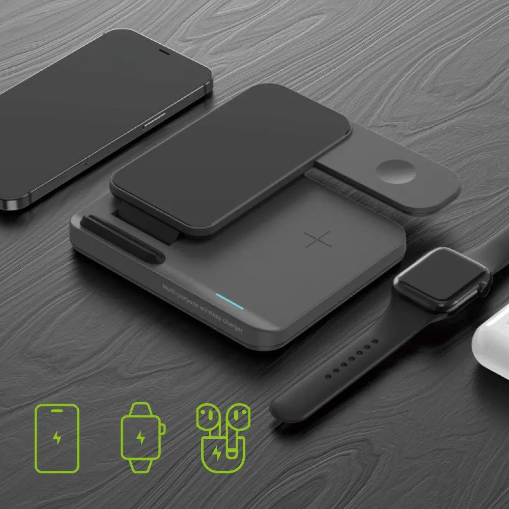 3 - in - 1 Wireless Charging Station | iQuick for Apple Devices - MJ Gadgets