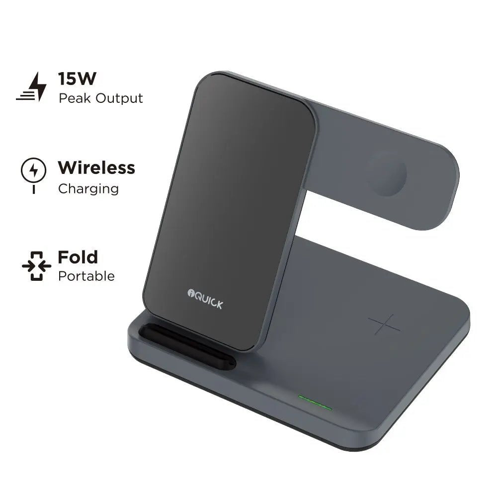 3 - in - 1 Wireless Charging Station | iQuick for Apple Devices - MJ Gadgets