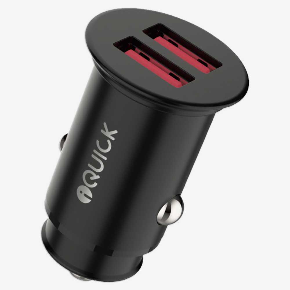 36W USB Fast Car Charger Dual USB - A Ports iQuick CQ1 - Black - MJ Gadgets