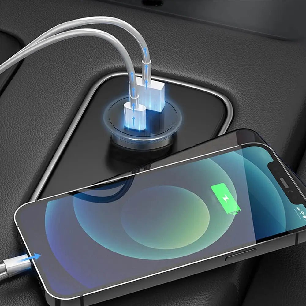 38W USB Fast Car Charger Dual USB - A & USB - C Ports iQuick CQ2 - Black - MJ Gadgets