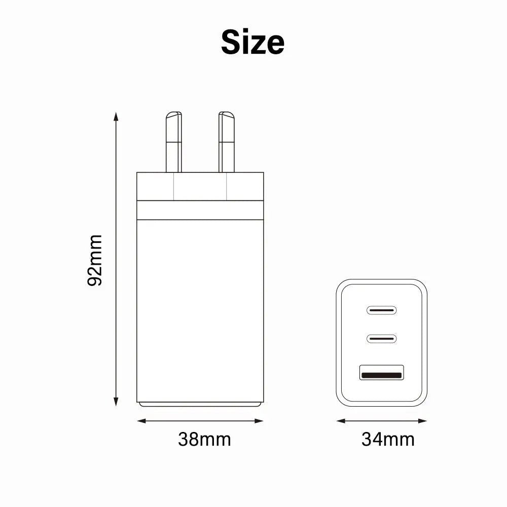 Fast Charger | iQuick 65W Triple Port GaN Plug - MJ Gadgets