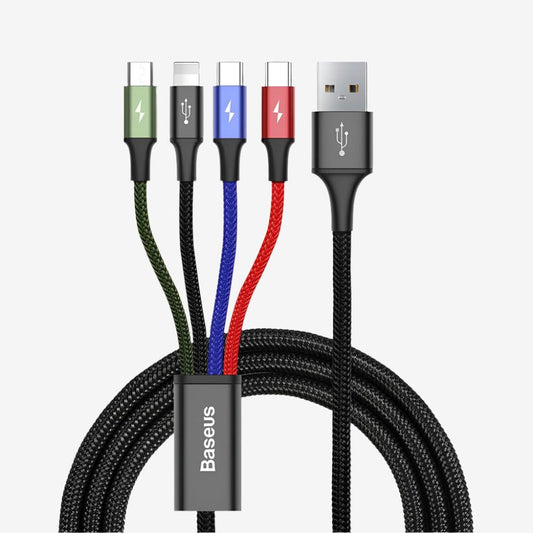 Baseus 4 - in - 1 Nylon Braided Cable | Lightning, Type - C, Micro USB - MJ Gadgets