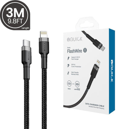 iQuick USB - C to Lightning Cable | Fast Charging, Braided - MJ Gadgets