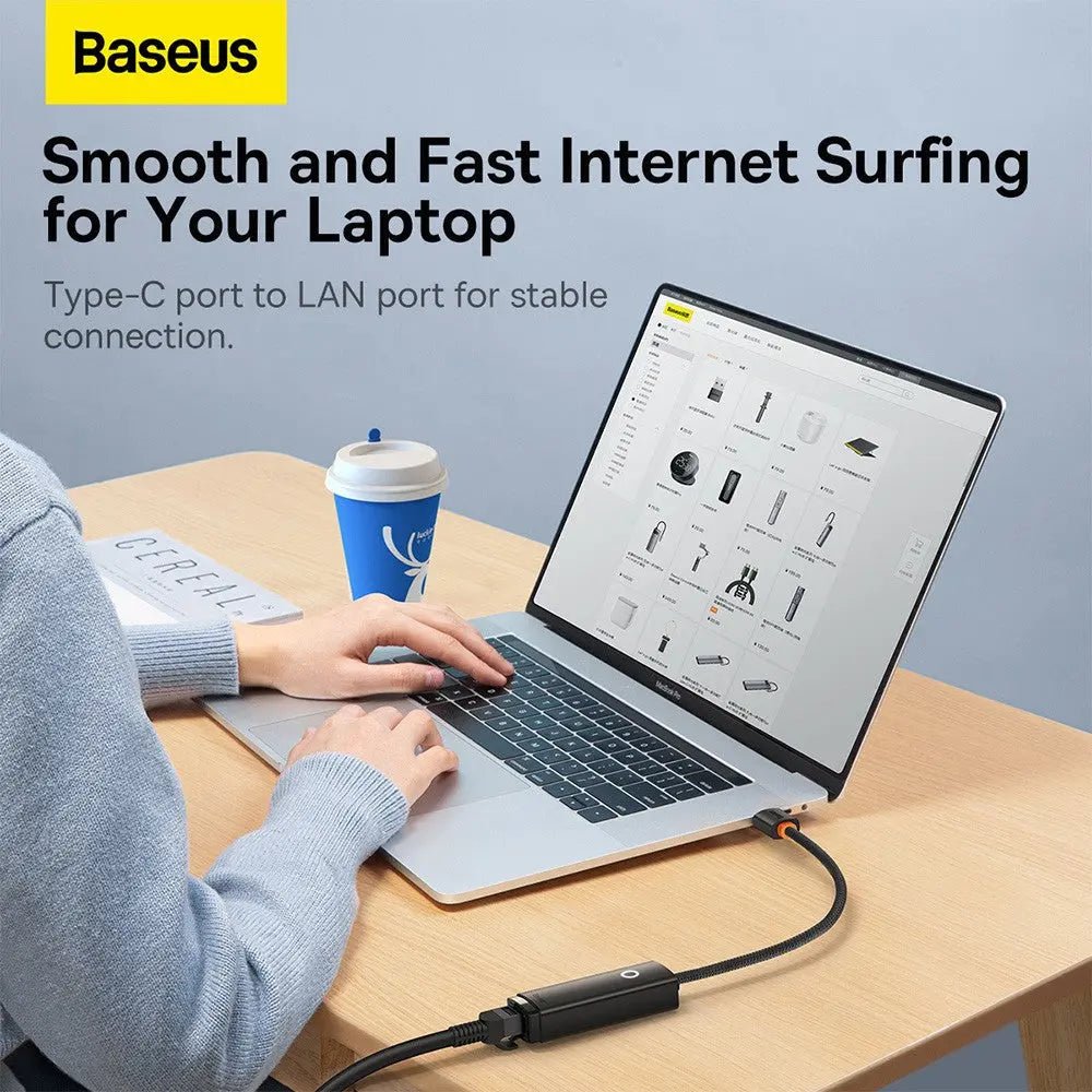 USB - C to Ethernet Adapter | Baseus 1000Mbps LAN - MJ Gadgets