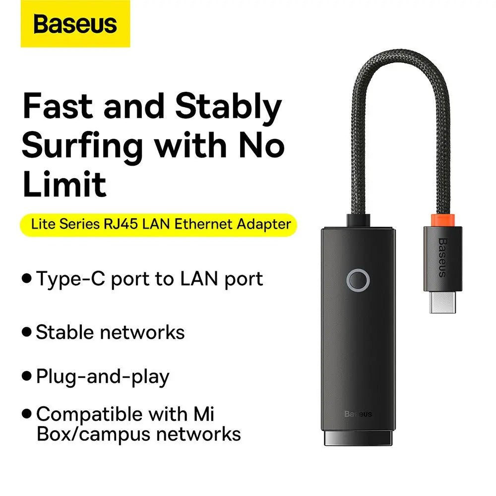 USB - C to Ethernet Adapter | Baseus 1000Mbps LAN - MJ Gadgets