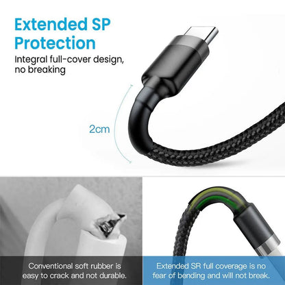 USB - C to USB - A Cable iQuick (Fast Charging & Braided) 0.3M or 3M - Black - MJ Gadgets