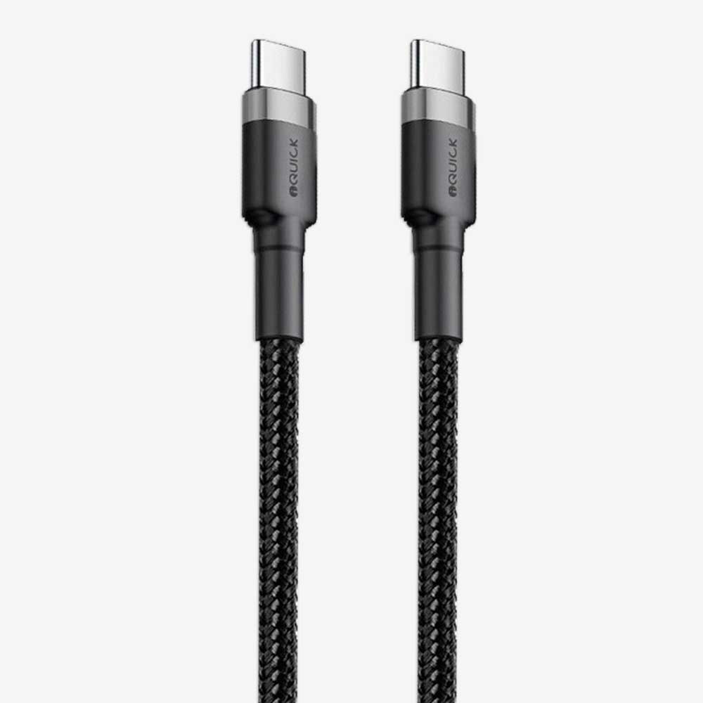 USB - C to USB - C Cable (Fast Charging and Braided) iQuick 0.3M 1M, 2M or 3M - Black - MJ Gadgets